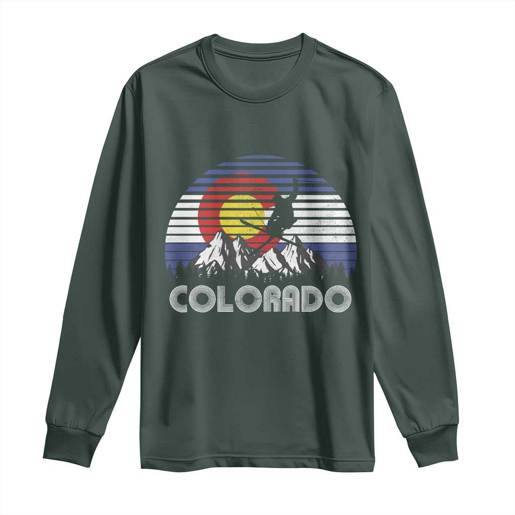 Ski Skiing Colorado Snow Mountain Winter Sport Long Sleeve Shirt TS11 Dark Forest Green Print Your Wear