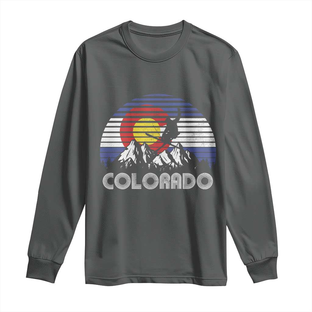 Ski Skiing Colorado Snow Mountain Winter Sport Long Sleeve Shirt TS11 Dark Heather Print Your Wear