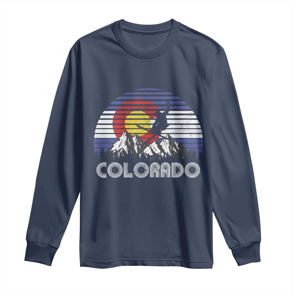 Ski Skiing Colorado Snow Mountain Winter Sport Long Sleeve Shirt TS11 Navy Print Your Wear
