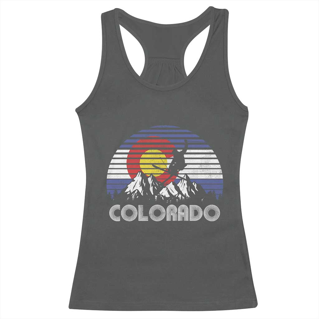 Ski Skiing Colorado Snow Mountain Winter Sport Racerback Tank Top TS11 Dark Heather Print Your Wear