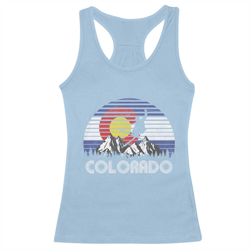 Ski Skiing Colorado Snow Mountain Winter Sport Racerback Tank Top TS11 Light Blue Print Your Wear