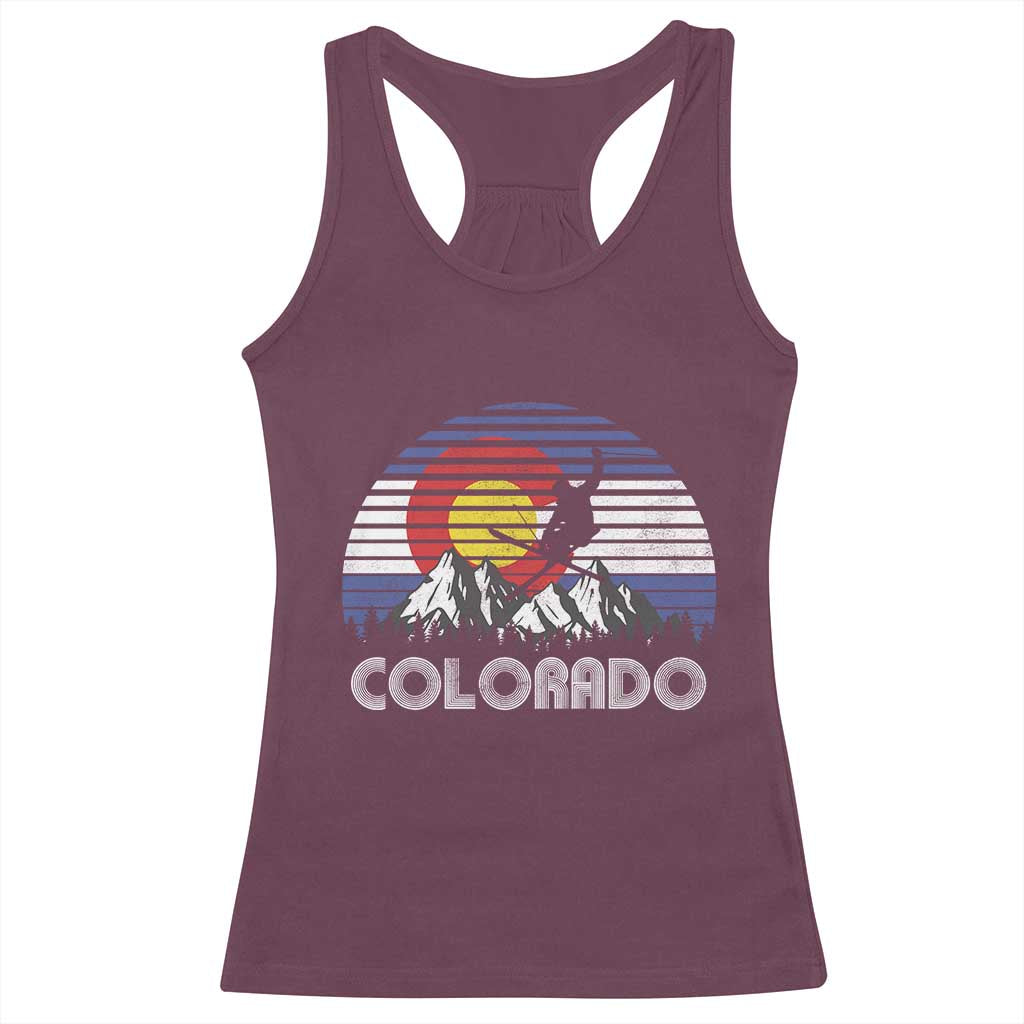 Ski Skiing Colorado Snow Mountain Winter Sport Racerback Tank Top TS11 Maroon Print Your Wear