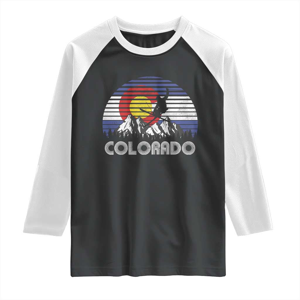 Ski Skiing Colorado Snow Mountain Winter Sport Raglan Shirt TS11 Black White Print Your Wear