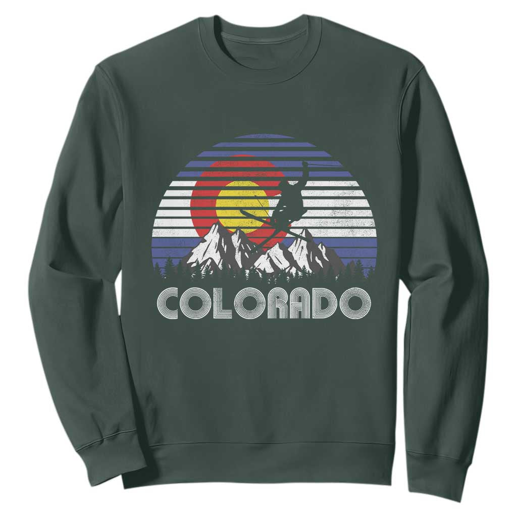 Ski Skiing Colorado Snow Mountain Winter Sport Sweatshirt TS11 Dark Forest Green Print Your Wear