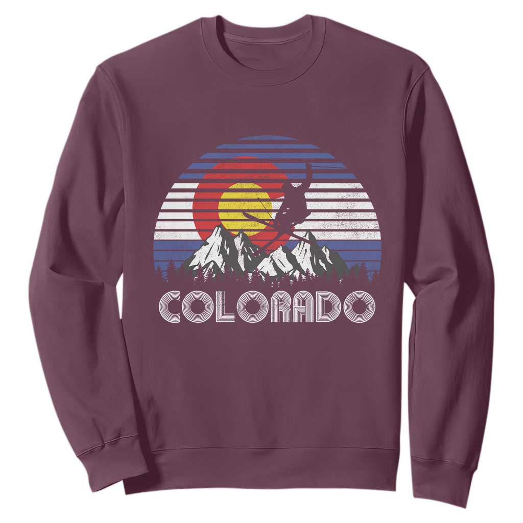 Ski Skiing Colorado Snow Mountain Winter Sport Sweatshirt TS11 Maroon Print Your Wear