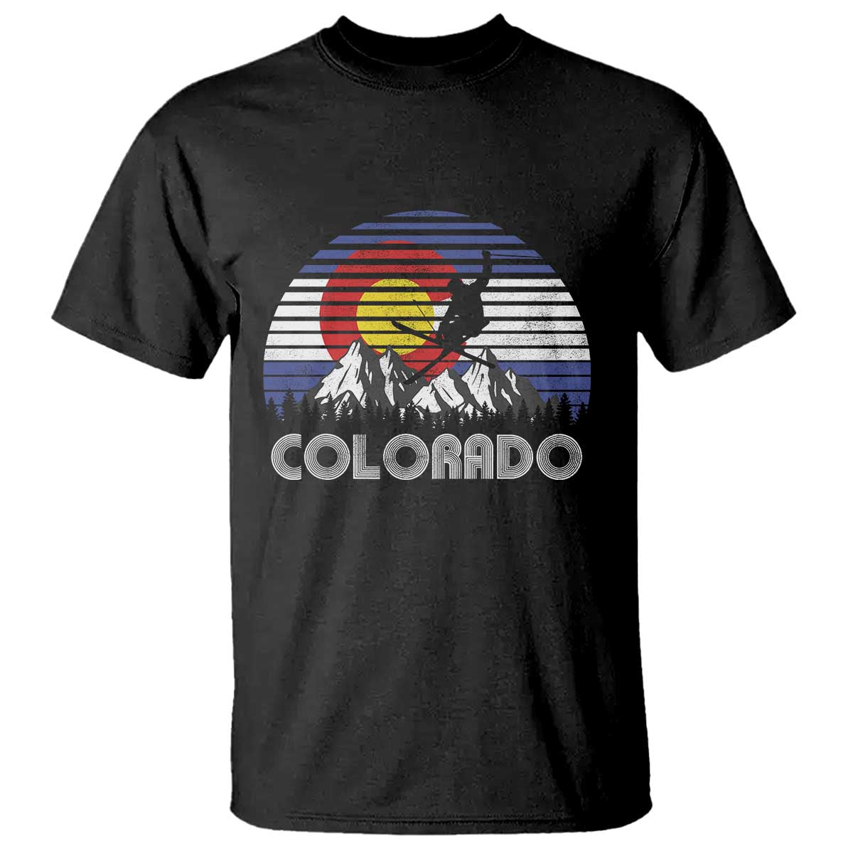 Ski Skiing Colorado Snow Mountain Winter Sport T Shirt TS11 Black Print Your Wear