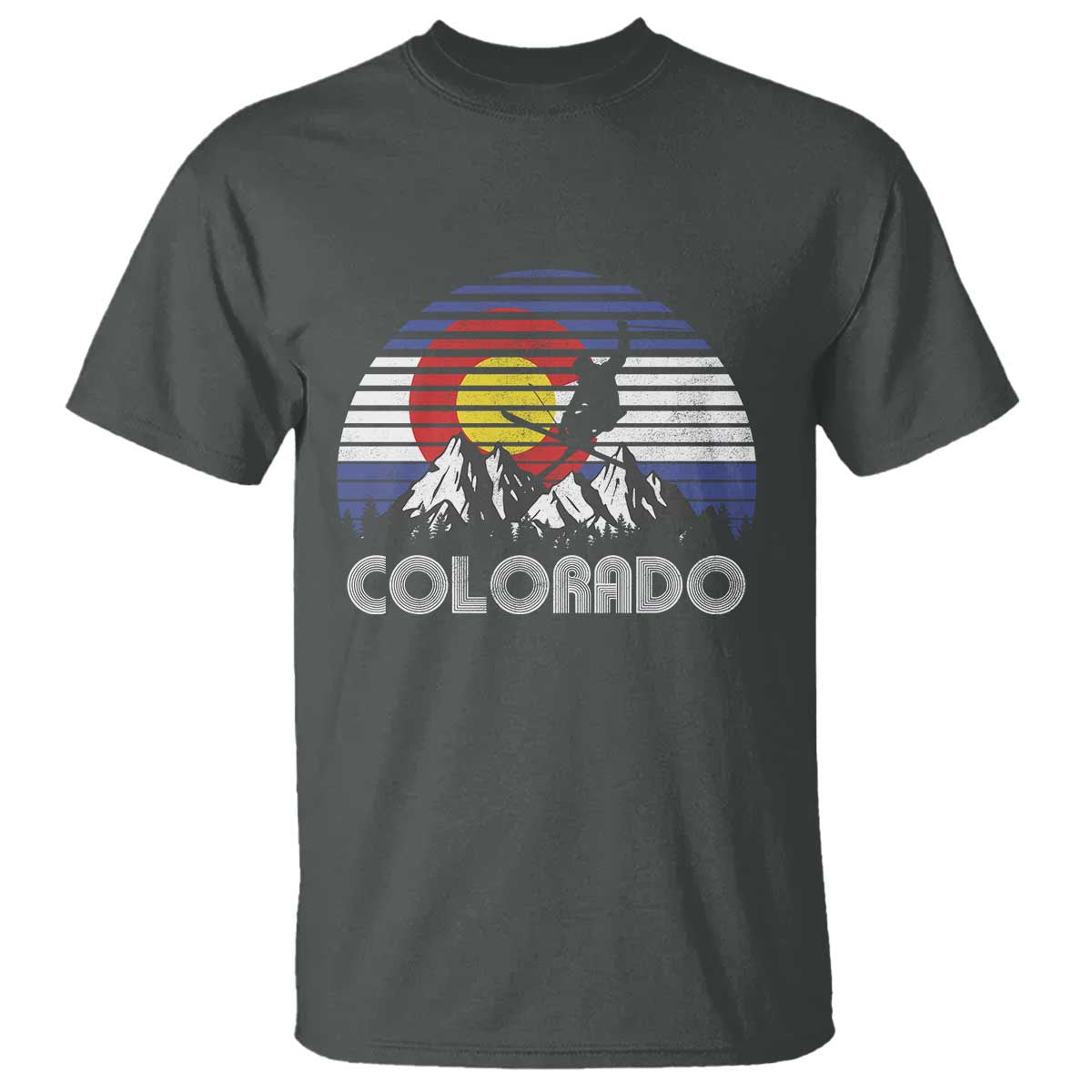 Ski Skiing Colorado Snow Mountain Winter Sport T Shirt TS11 Dark Heather Print Your Wear