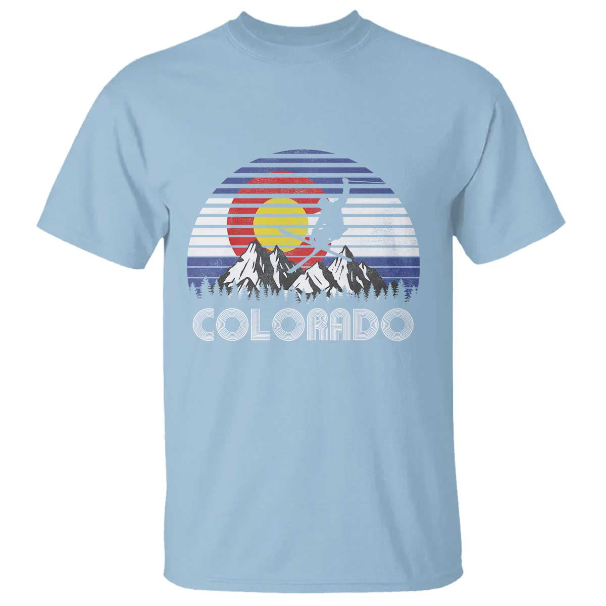 Ski Skiing Colorado Snow Mountain Winter Sport T Shirt TS11 Light Blue Print Your Wear