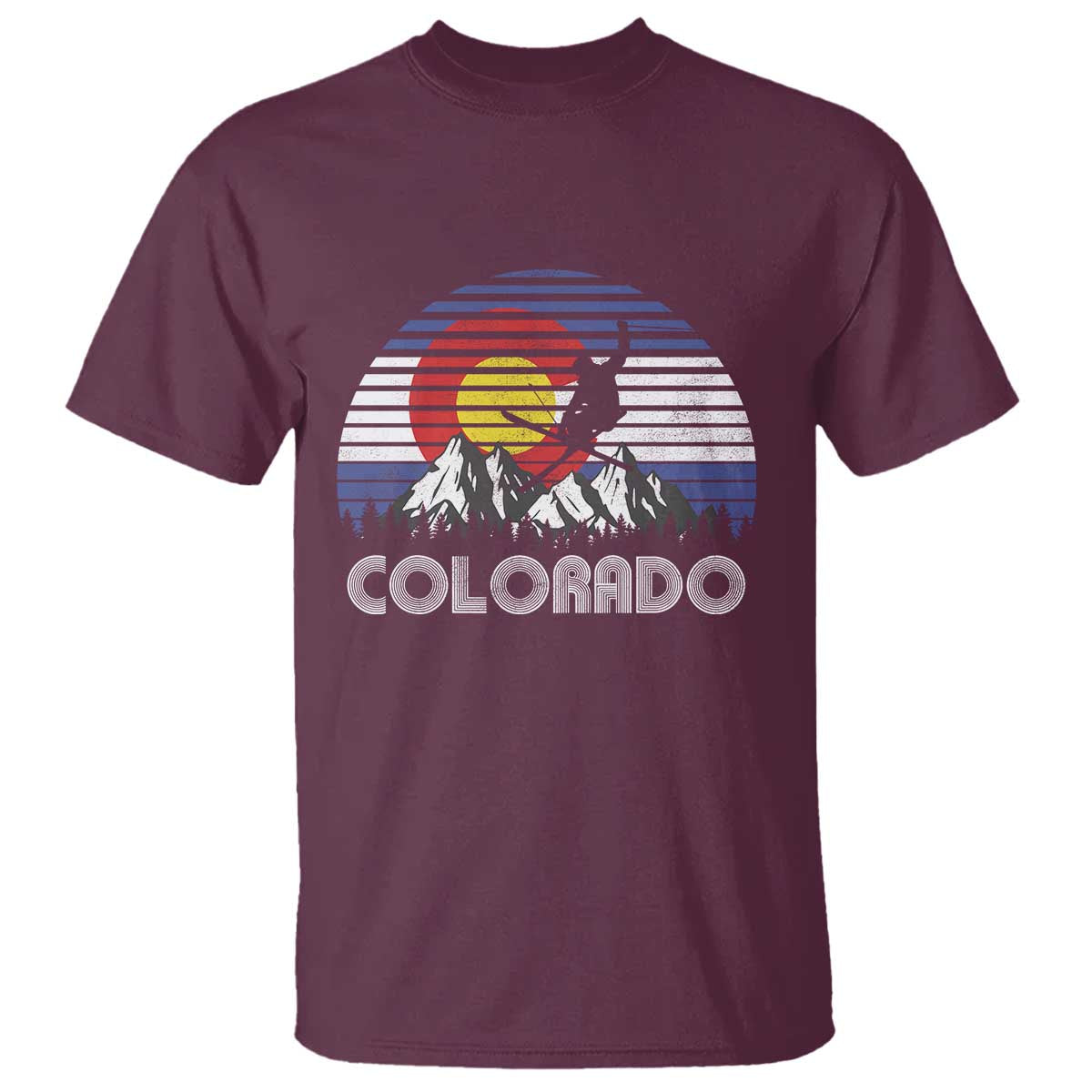 Ski Skiing Colorado Snow Mountain Winter Sport T Shirt TS11 Maroon Print Your Wear