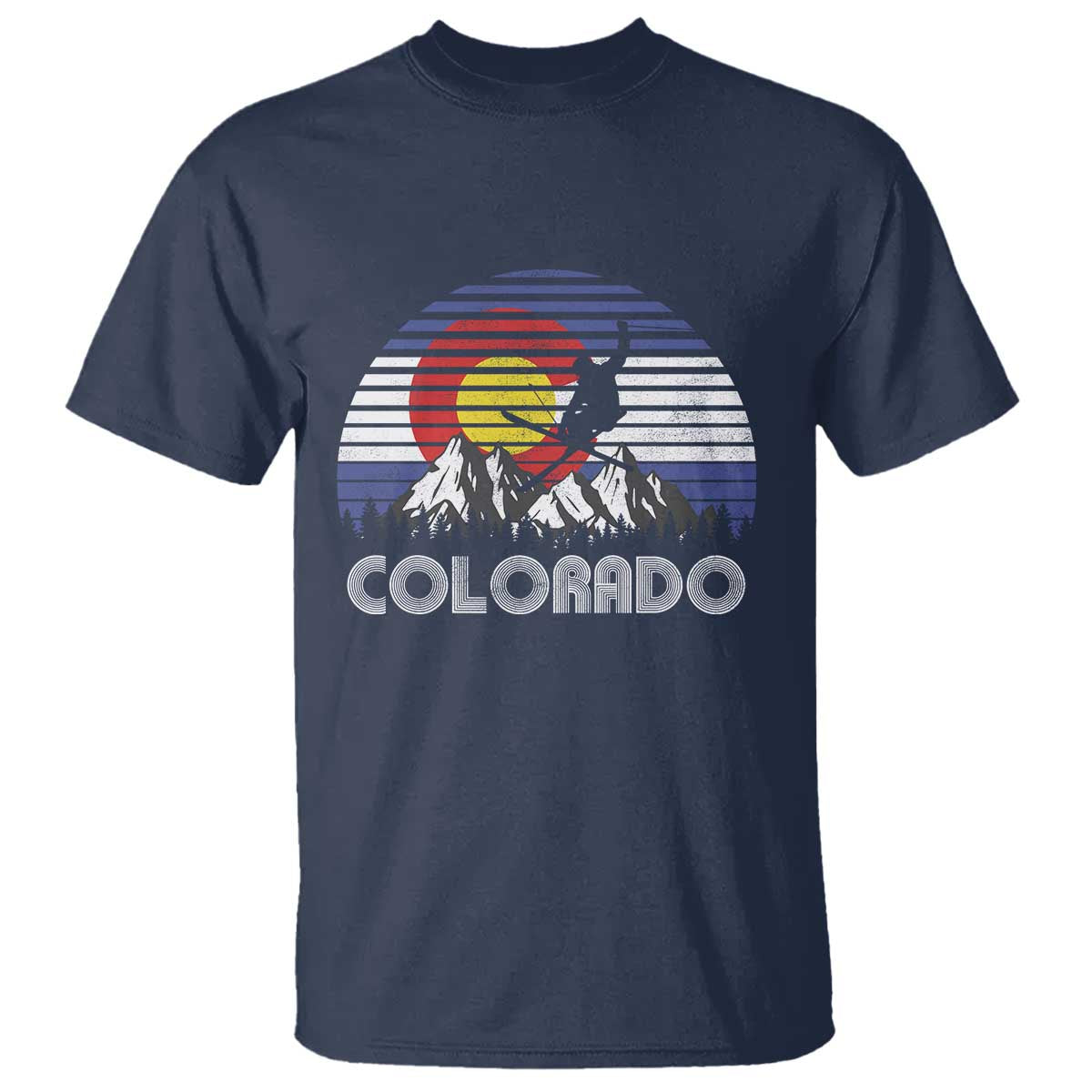 Ski Skiing Colorado Snow Mountain Winter Sport T Shirt TS11 Navy Print Your Wear