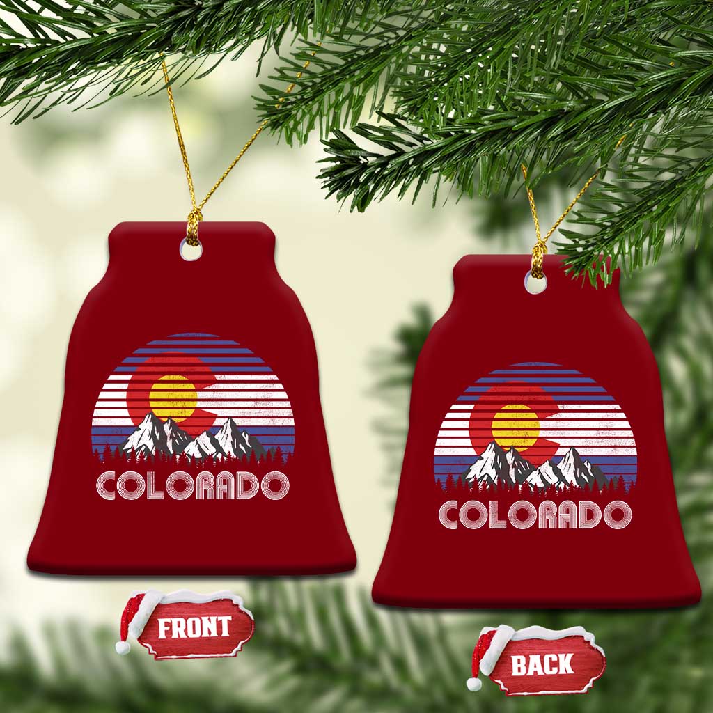 Colorado Flag Mountain 70s Retro Patriotic Colorado State Day Ceramic Ornament TS11 Print Your Wear