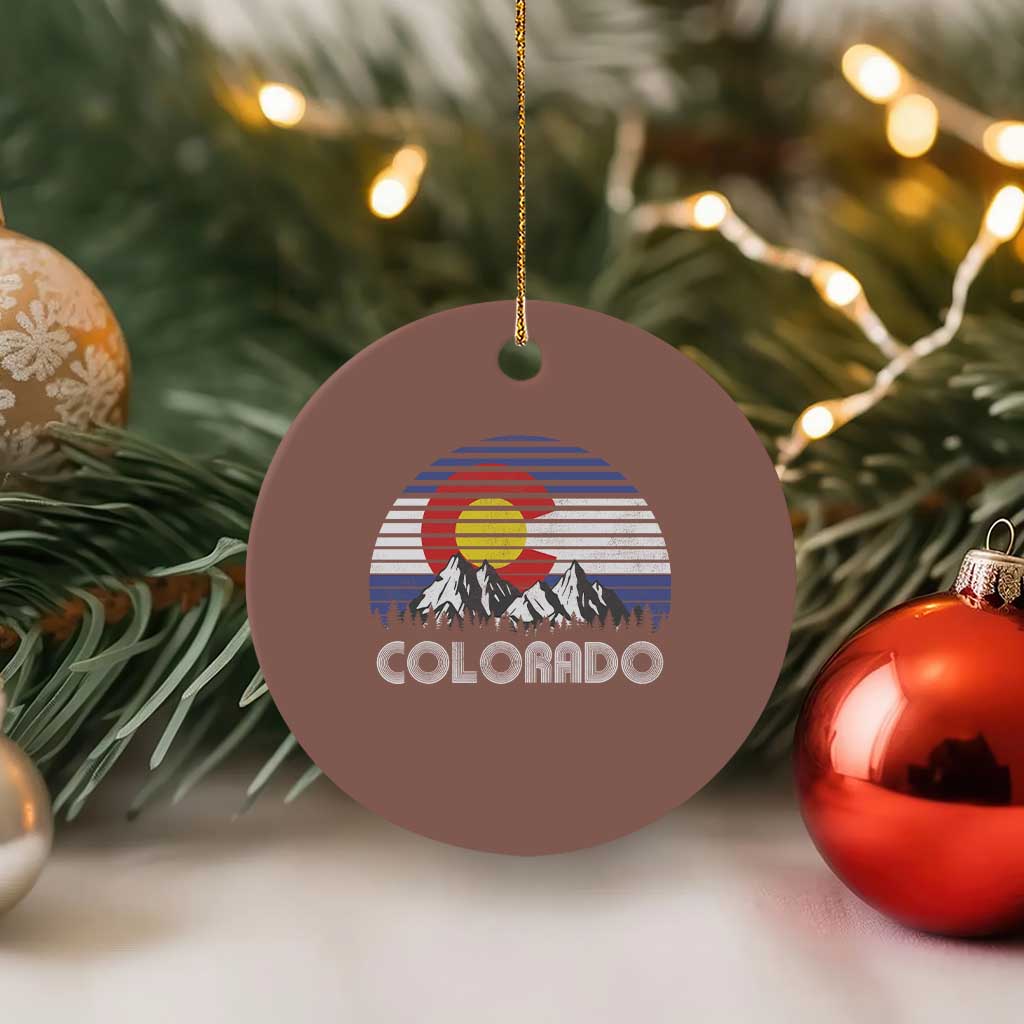 Colorado Flag Mountain 70s Retro Patriotic Colorado State Day Ceramic Ornament TS11 1pc Mocha Print Your Wear