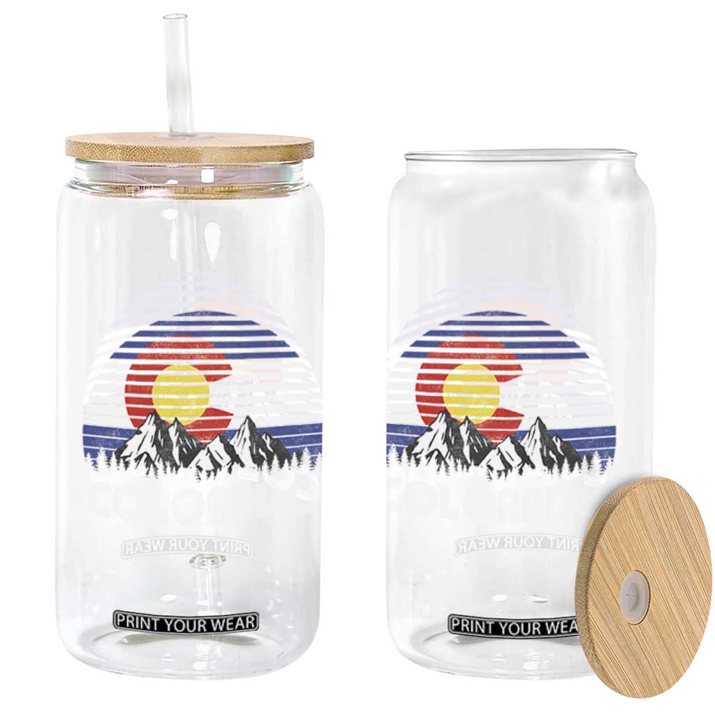 Colorado Flag Mountain 70s Retro Patriotic Colorado State Day Glass Can TS11 Print Your Wear