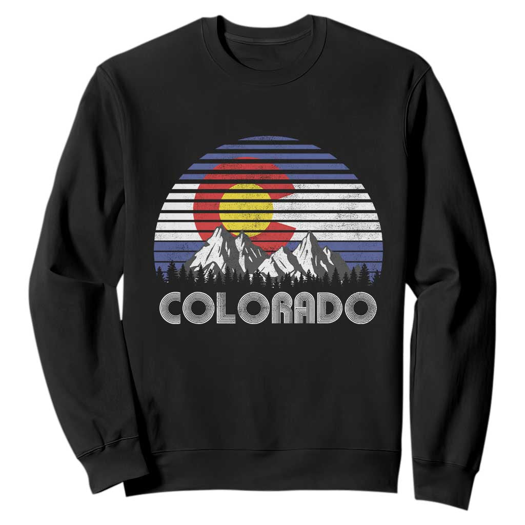 Colorado Flag Mountain 70s Retro Patriotic Colorado State Day Sweatshirt TS11 Black Print Your Wear