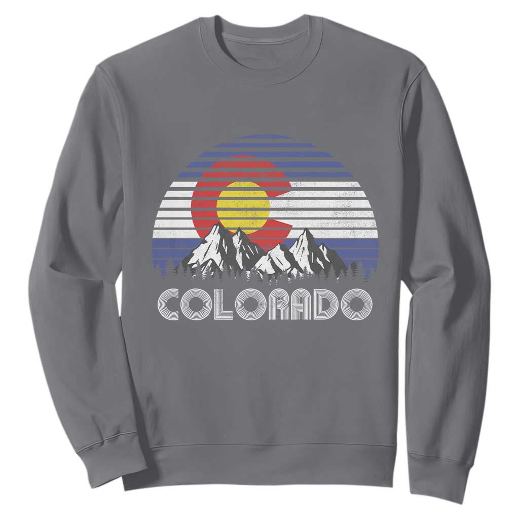 Colorado Flag Mountain 70s Retro Patriotic Colorado State Day Sweatshirt TS11 Charcoal Print Your Wear