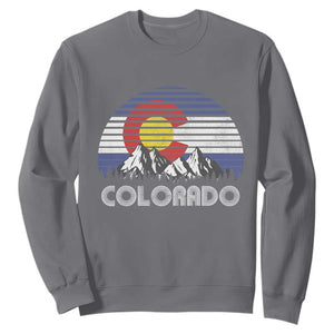 Colorado Flag Mountain 70s Retro Patriotic Colorado State Day Sweatshirt TS11 Charcoal Print Your Wear