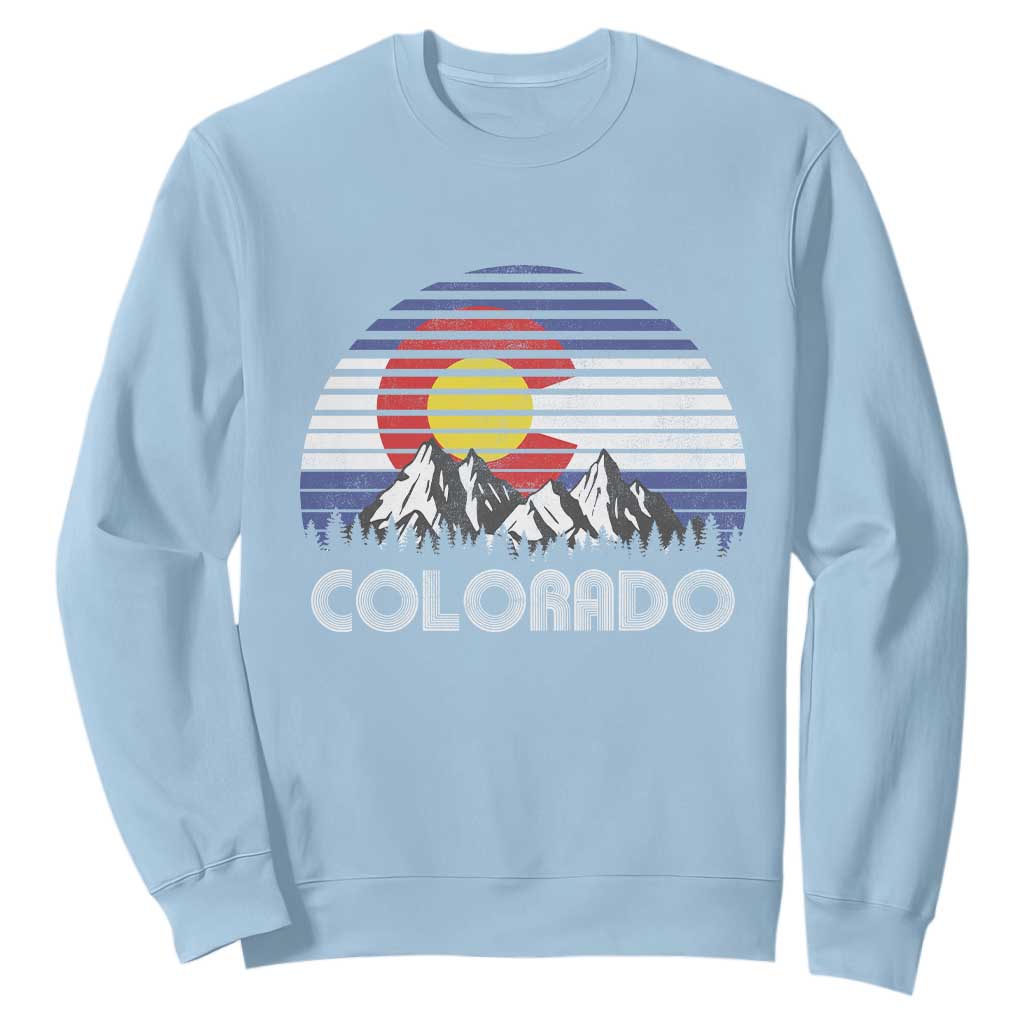 Colorado Flag Mountain 70s Retro Patriotic Colorado State Day Sweatshirt TS11 Light Blue Print Your Wear