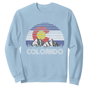 Colorado Flag Mountain 70s Retro Patriotic Colorado State Day Sweatshirt TS11 Light Blue Print Your Wear