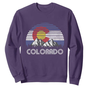 Colorado Flag Mountain 70s Retro Patriotic Colorado State Day Sweatshirt TS11 Purple Print Your Wear