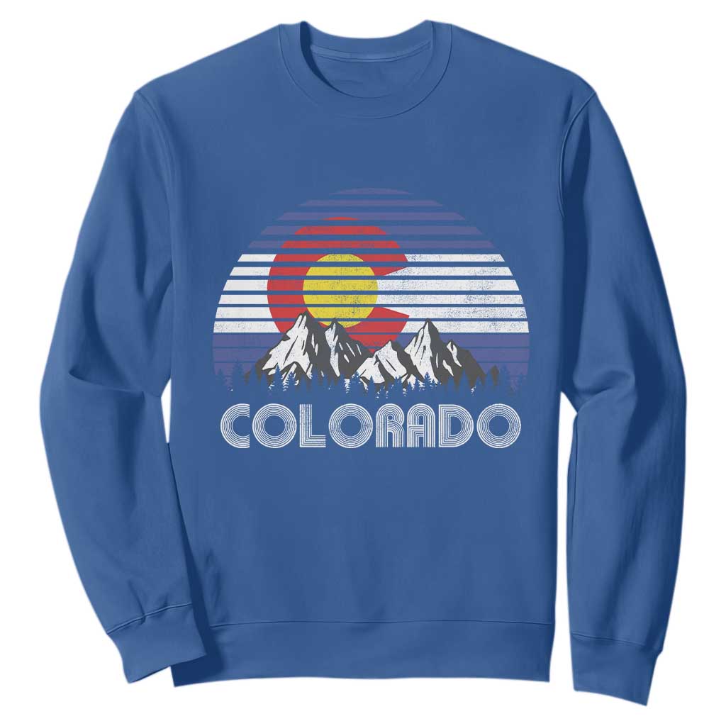 Colorado Flag Mountain 70s Retro Patriotic Colorado State Day Sweatshirt TS11 Royal Blue Print Your Wear