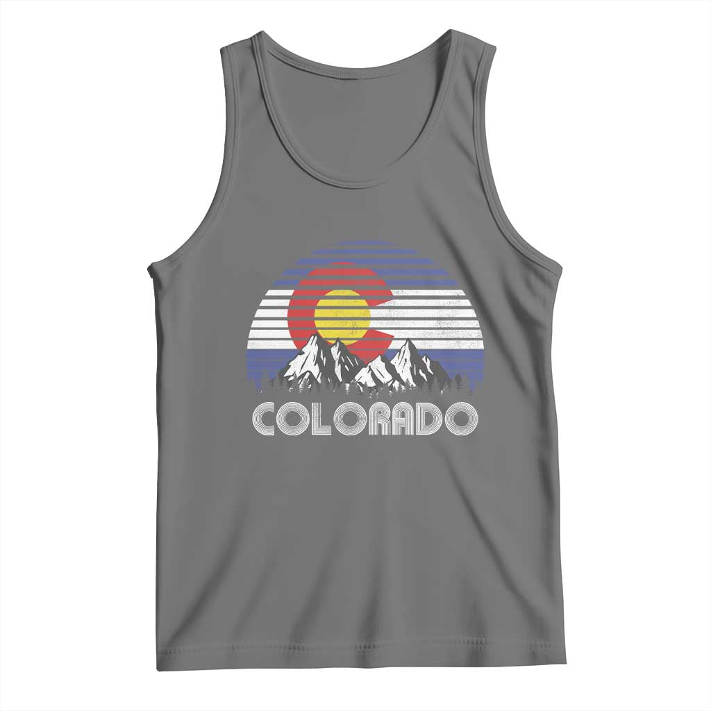 Colorado Flag Mountain 70s Retro Patriotic Colorado State Day Tank Top TS11 Black Heather Print Your Wear