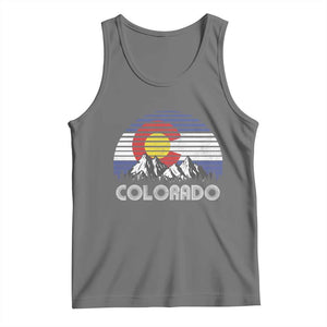 Colorado Flag Mountain 70s Retro Patriotic Colorado State Day Tank Top TS11 Black Heather Print Your Wear