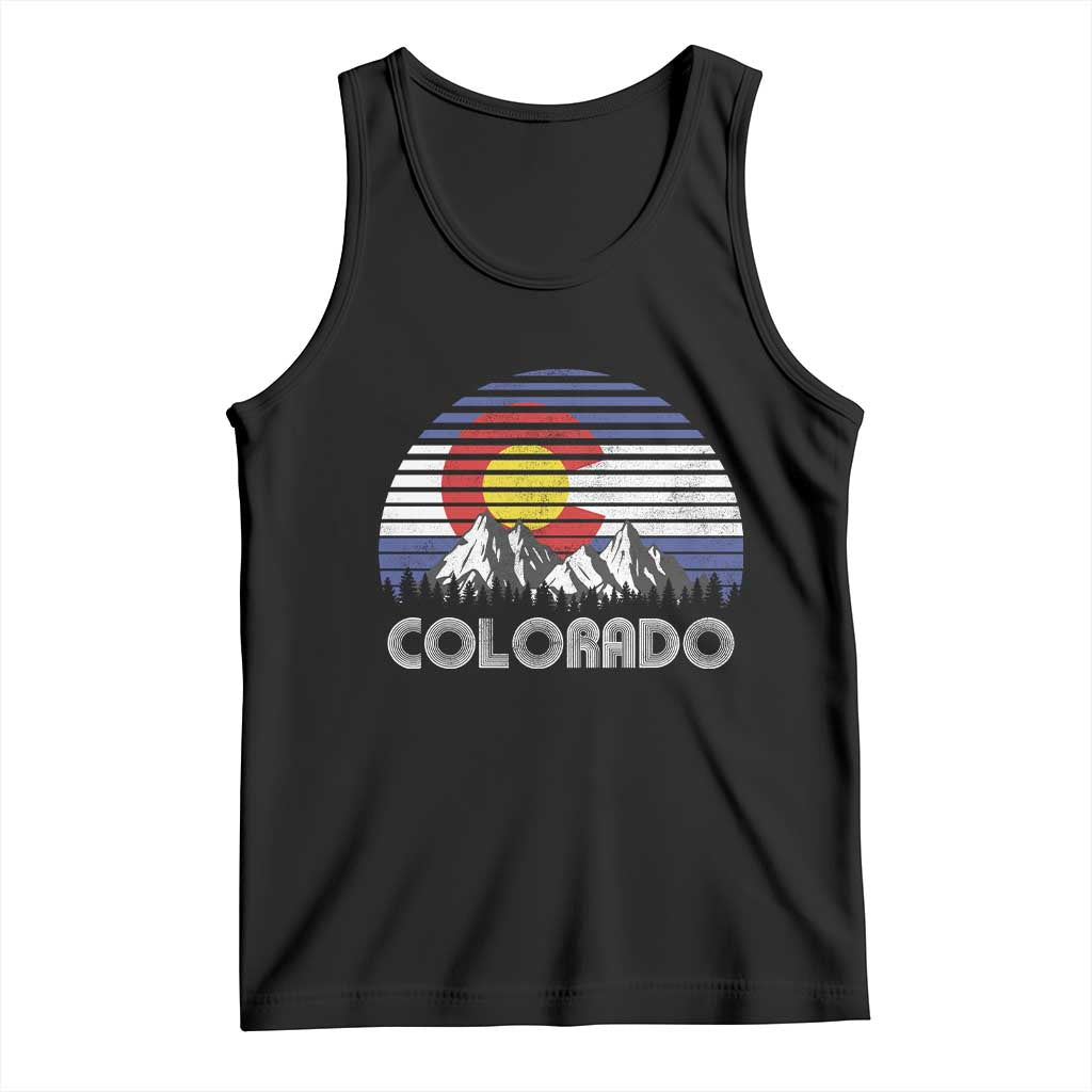 Colorado Flag Mountain 70s Retro Patriotic Colorado State Day Tank Top TS11 Black Print Your Wear