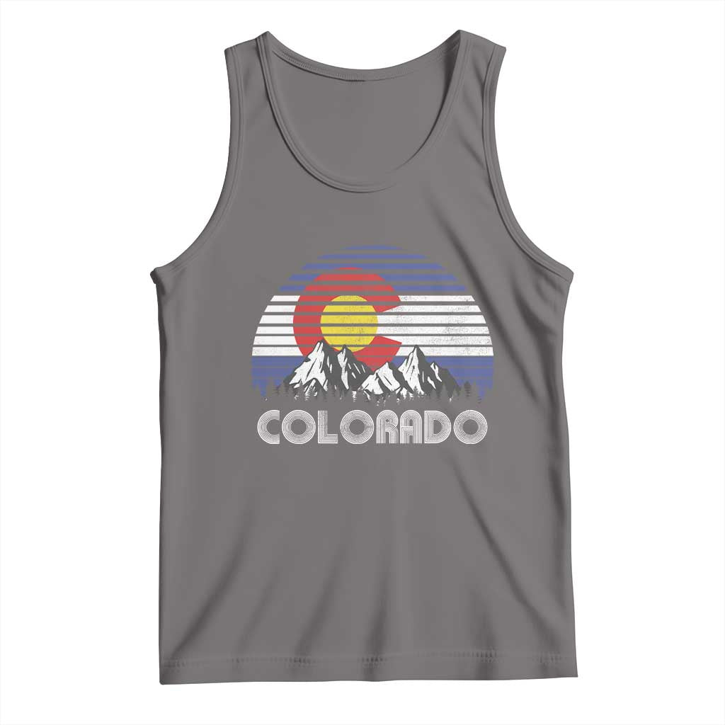 Colorado Flag Mountain 70s Retro Patriotic Colorado State Day Tank Top TS11 Deep Heather Print Your Wear