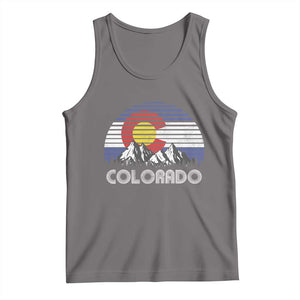 Colorado Flag Mountain 70s Retro Patriotic Colorado State Day Tank Top TS11 Deep Heather Print Your Wear