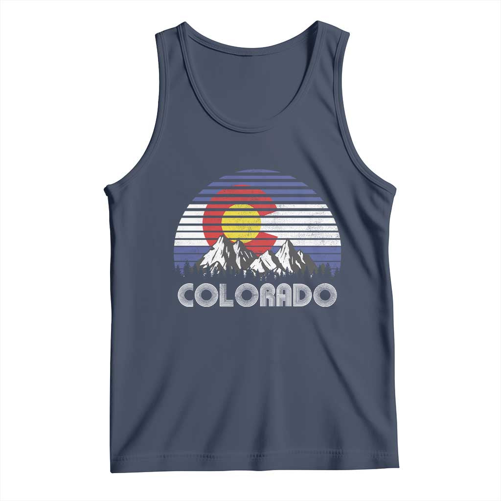 Colorado Flag Mountain 70s Retro Patriotic Colorado State Day Tank Top TS11 Navy Print Your Wear