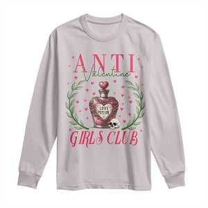 Funny Anti Valentine Girl Club Long Sleeve Shirt Love Potion Skull TS11 Ice Gray Print Your Wear