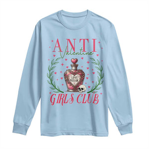 Funny Anti Valentine Girl Club Long Sleeve Shirt Love Potion Skull TS11 Light Blue Print Your Wear