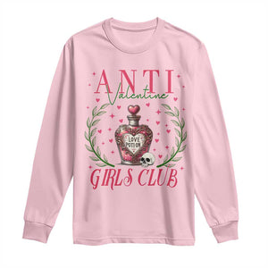 Funny Anti Valentine Girl Club Long Sleeve Shirt Love Potion Skull TS11 Light Pink Print Your Wear