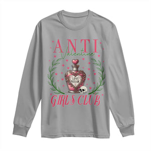 Funny Anti Valentine Girl Club Long Sleeve Shirt Love Potion Skull TS11 Sport Gray Print Your Wear