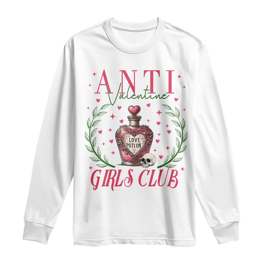 Funny Anti Valentine Girl Club Long Sleeve Shirt Love Potion Skull TS11 White Print Your Wear