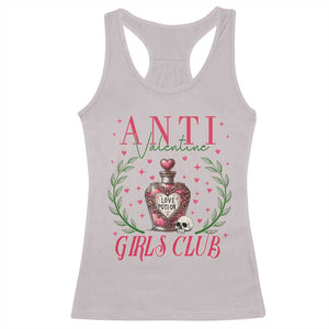 Funny Anti Valentine Girl Club Racerback Tank Top Love Potion Skull TS11 Ice Gray Print Your Wear