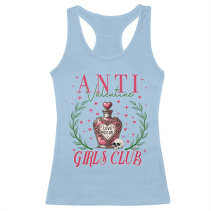 Funny Anti Valentine Girl Club Racerback Tank Top Love Potion Skull TS11 Light Blue Print Your Wear