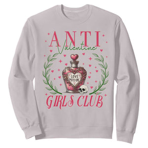 Funny Anti Valentine Girl Club Sweatshirt Love Potion Skull TS11 Ice Gray Print Your Wear