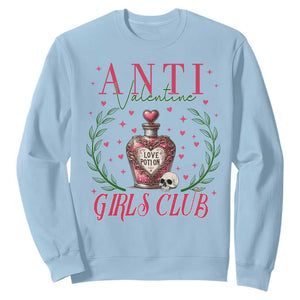 Funny Anti Valentine Girl Club Sweatshirt Love Potion Skull TS11 Light Blue Print Your Wear