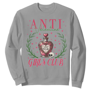 Funny Anti Valentine Girl Club Sweatshirt Love Potion Skull TS11 Sport Gray Print Your Wear