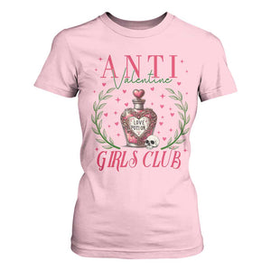 Funny Anti Valentine Girl Club T Shirt For Women Love Potion Skull TS11 Light Pink Print Your Wear