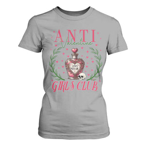 Funny Anti Valentine Girl Club T Shirt For Women Love Potion Skull TS11 Sport Gray Print Your Wear