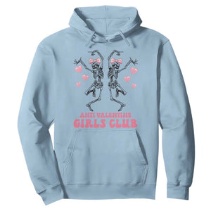 Funny Anti Valentine Girls Club Hoodie Anti Valentine's Day Skeleton TS11 Light Blue Print Your Wear