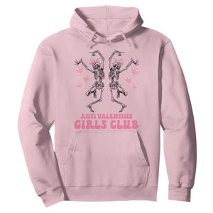 Funny Anti Valentine Girls Club Hoodie Anti Valentine's Day Skeleton TS11 Light Pink Print Your Wear