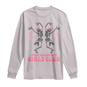 Funny Anti Valentine Girls Club Long Sleeve Shirt Anti Valentine's Day Skeleton TS11 Ice Gray Print Your Wear