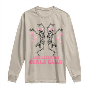 Funny Anti Valentine Girls Club Long Sleeve Shirt Anti Valentine's Day Skeleton TS11 Sand Print Your Wear