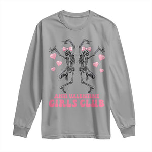 Funny Anti Valentine Girls Club Long Sleeve Shirt Anti Valentine's Day Skeleton TS11 Sport Gray Print Your Wear