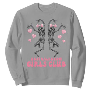 Funny Anti Valentine Girls Club Sweatshirt Anti Valentine's Day Skeleton TS11 Sport Gray Print Your Wear