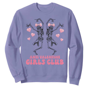 Funny Anti Valentine Girls Club Sweatshirt Anti Valentine's Day Skeleton TS11 Violet Print Your Wear