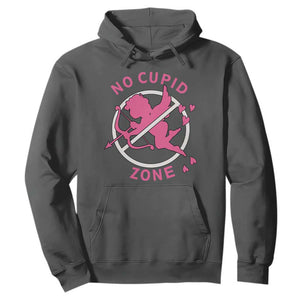 Funny Anti Valentine's Day Hoodie No Cupid Zone TS11 Dark Heather Print Your Wear